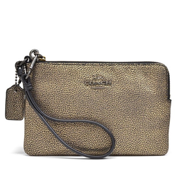 NWT Coach RARE metallic/brass wristlet PRICE FIRM - Picture 2 of 4